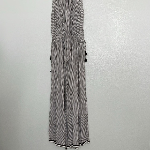 Faithful The Brand Emery Jumpsuit White Brown Cropped Wide Leg Dimond Tie Neck M - Picture 7 of 11